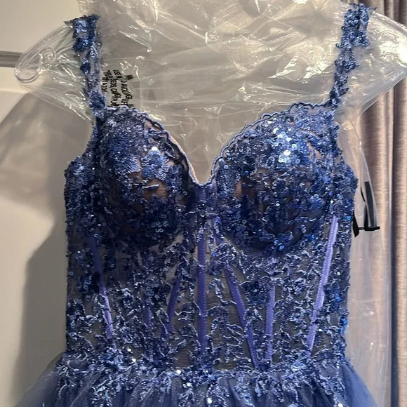 COPY - Sherry Hill. Absolutely stunning Periwinkle Prom Dress size 2. Used 1 ti… - Picture 2 of 8